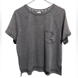 Victoria Secret PINK Women’s Short Sleeve T-Shirt Gray Black Cuff Sleeve Sz M